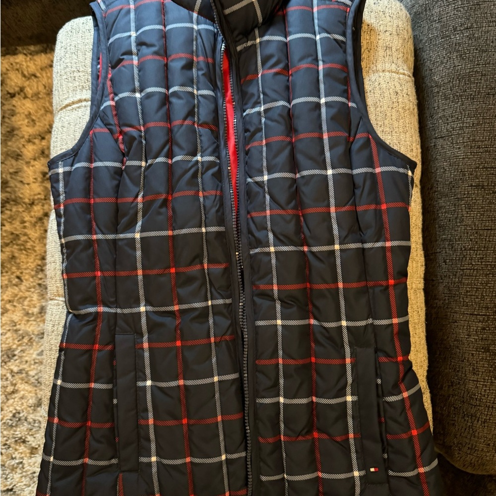 Tommy Hilfiger Red and Black Plaid Vest
